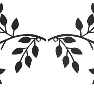 2 Pieces Metal Tree Leaf Wall Decor Vine Olive Branch Leaf Wall Art Wrought Iron Scroll Sculptures Above the Bed, Living Room, Outdoor Decoration (Black,Classic Style)