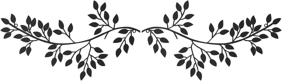 2 Pieces Metal Tree Leaf Wall Decor Vine Olive Branch Leaf Wall Art Wrought Iron Scroll Sculptures Above the Bed, Living Room, Outdoor Decoration (Black,Classic Style)