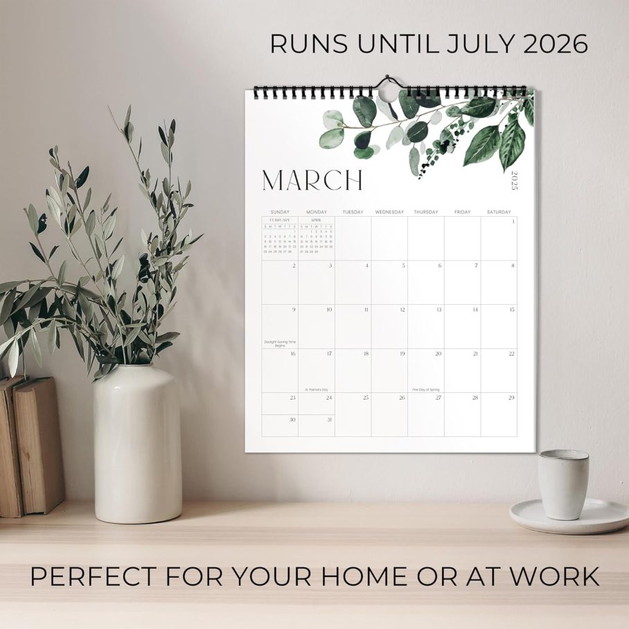 Aesthetic 2025-2026 Wall Calendar - Runs from January 2025 Until July 2026 - The Perfect Modern Greenery Calendar Planner for Easy Organizing - Image 2